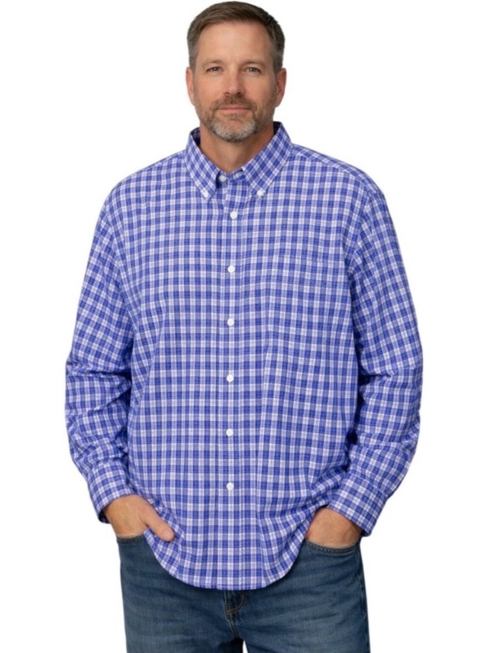 Jos. A Bank Plaid Button Down Dress Shirt Wrinkle Resistant XXL Father's Day Dad